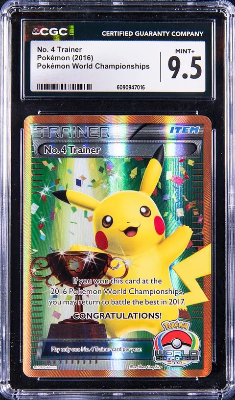 2016 Pokemon World Championships No. 4 Trainer Pikachu Trophy Card - CGC MINT+ 9.5