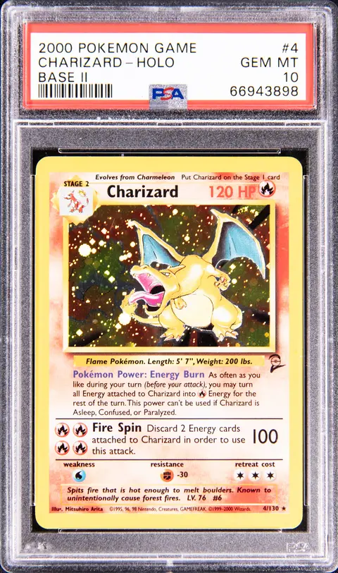 2000 Pokemon Base Set II Holo #4 Charizard - PSA GEM MT 10