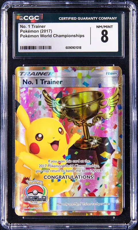 2017 Pokemon World Championships No. 1 Trainer Pikachu Trophy Card - CGC NM-MT 8 - Pop 1