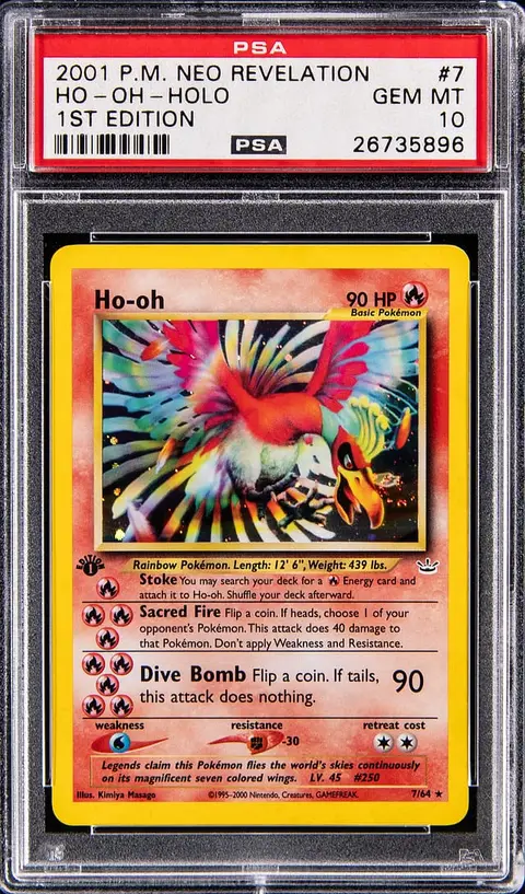 2001 Pokemon Neo Revelation 1st Edition Holo #7 Ho-Oh - PSA GEM MT 10