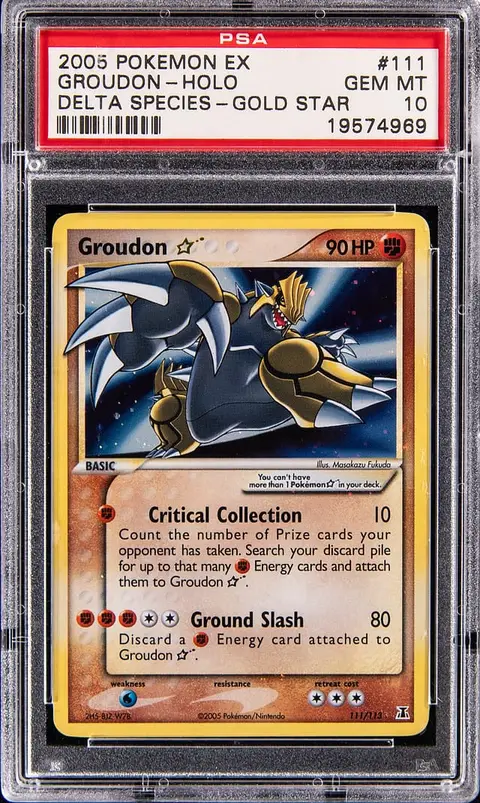 2005 Pokemon EX Delta Species Gold Star Holo #111 Groudon - PSA GEM MT 10