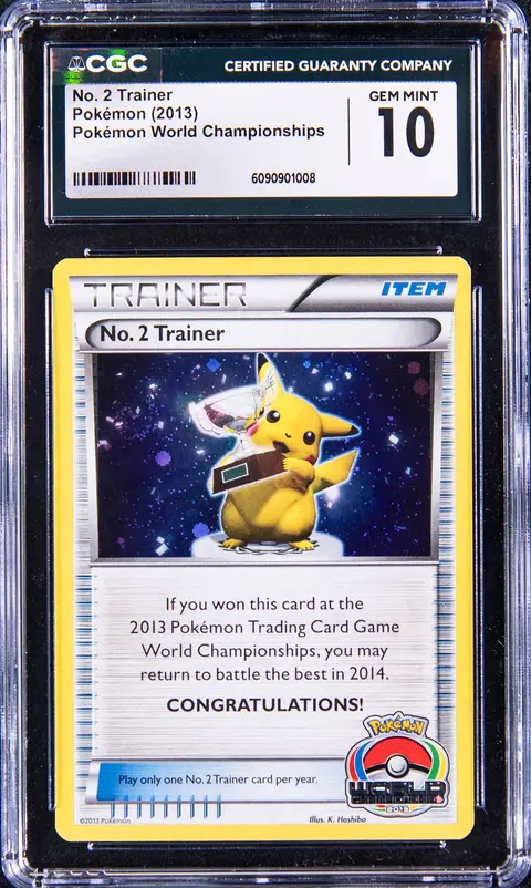 2013 Pokemon World Championships No. 2 Trainer Pikachu Trophy Card - CGC GEM MINT 10 - Pop 1