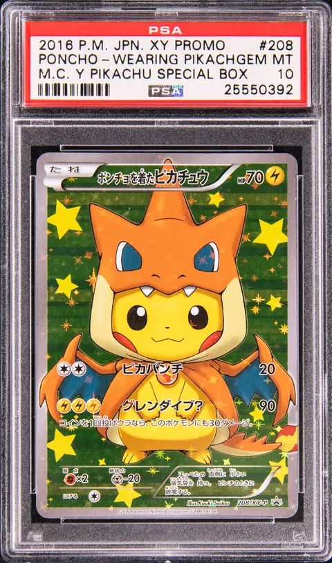 2016 Pokemon Japanese XY Special Box Promo #208 Mega Charizard Y Poncho-Wearing Pikachu - PSA GEM MT 10