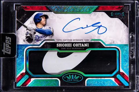 2025 Topps Tier One Autographed Limited Lumber #ALL-SO Shohei Ohtani Signed Game-Used Bat Barrel Relic Card (#1/1) - Topps Encased