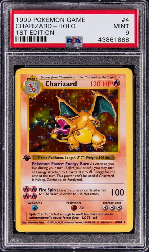 1999 Pokemon Base Set 1st Edition Holo #4 Charizard - PSA MINT 9