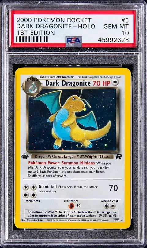 2000 Pokemon Team Rocket 1st Edition Holo #5 Dark Dragonite - PSA GEM MT 10