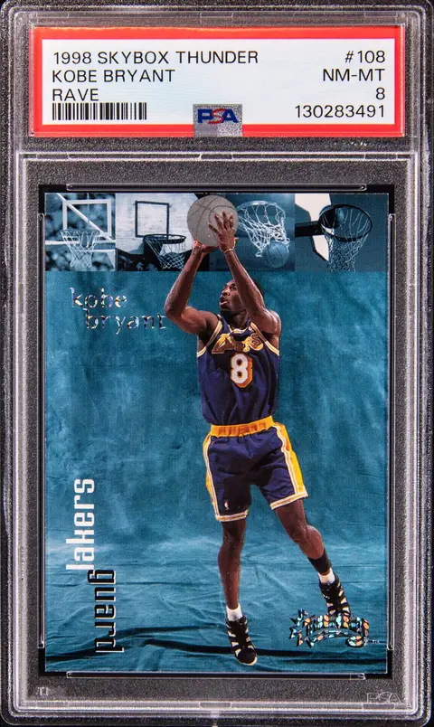 1998-99 SkyBox Thunder Rave #108 Kobe Bryant (#007/150) - PSA NM-MT 8