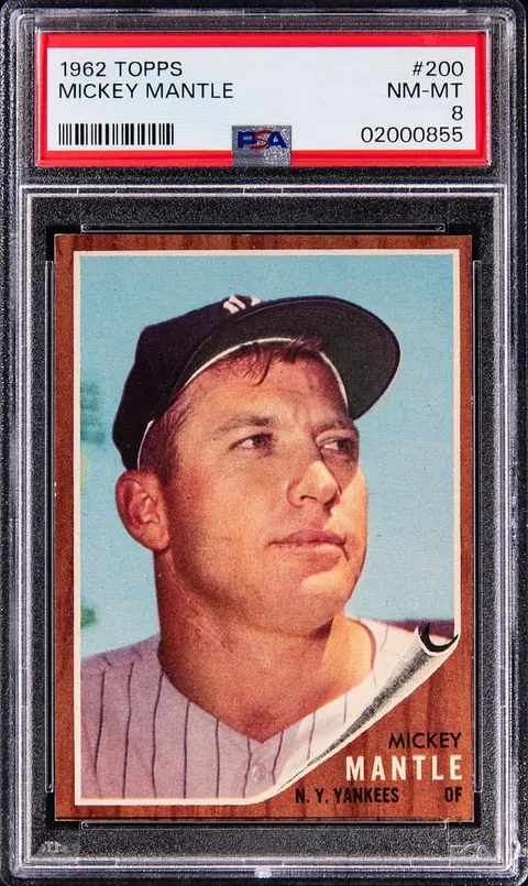 1962 Topps #200 Mickey Mantle - PSA NM-MT 8