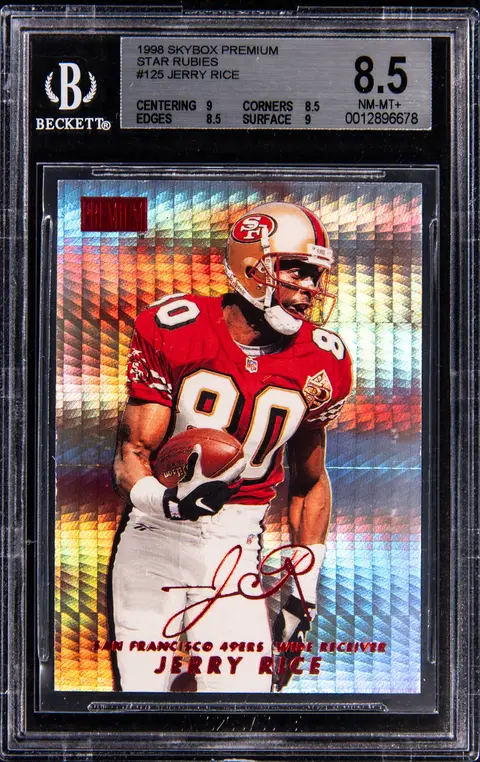 1998 SkyBox Premium Star Rubies #125 Jerry Rice (#39/50) - BGS NM-MT+ 8.5 - Pop 3