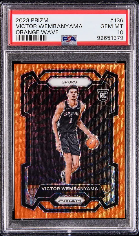 2023-24 Panini Prizm Orange Wave Prizm #136 Victor Wembanyama Rookie Card (#14/60) - PSA GEM MT 10