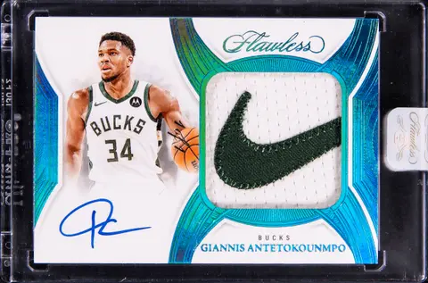 2024-25 Panini Flawless Brand Logo Autographs #BLA-GAN Giannis Antetokounmpo Signed Patch Card (#1/1) - Panini Encased
