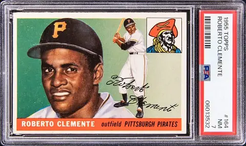 1955 Topps #164 Roberto Clemente Rookie Card - PSA NM 7