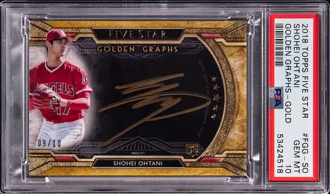 2018 Topps Five Star Golden Graphs Gold #FGG-SO Shohei Ohtani Signed Rookie Card (#09/10) - PSA GEM MT 10 - Pop 1