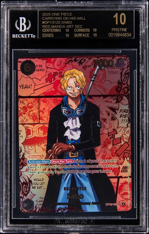 2025 One Piece Carrying On His Will Red Manga Art SEC #OP13120 Sabo - BGS PRISTINE/Black Label 10 - Pop 6