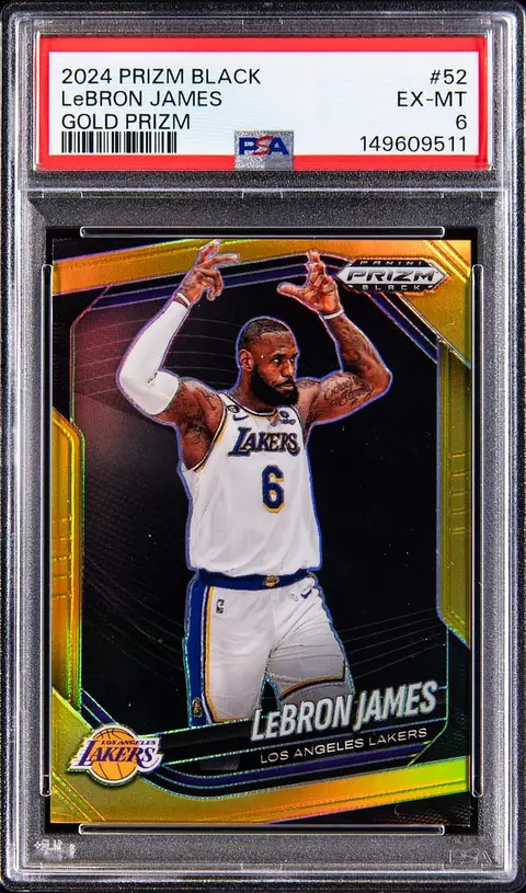 2024-25 Panini Prizm Black Gold Prizm #52 LeBron James (#07/10) - PSA EX-MT 6