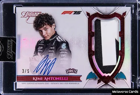 2025 Topps Dynasty F1 Autographed Patches Red #DAP-AANIII Kimi Antonelli Signed Race-Used Patch Rookie Card (#3/5) - Topps Encased