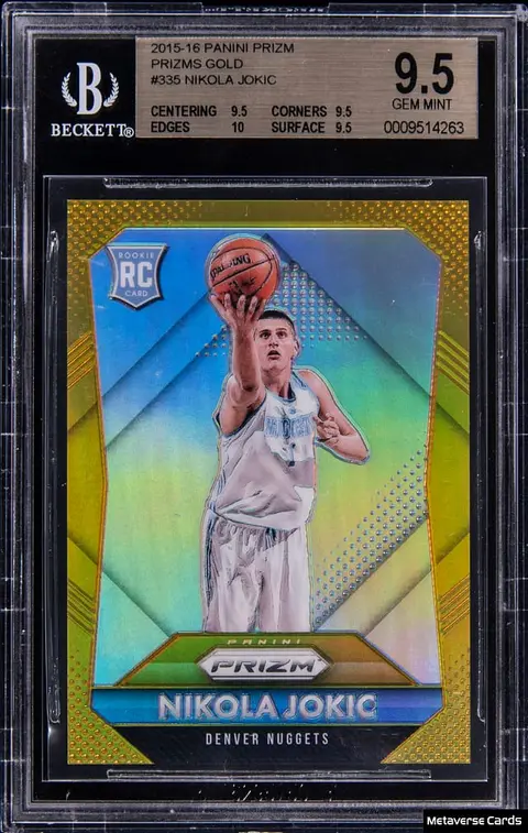 2015-16 Panini Prizm Gold Prizm #335 Nikola Jokic Rookie Card (#01/10) - BGS GEM MINT 9.5 - True Gem+ - Pop 4