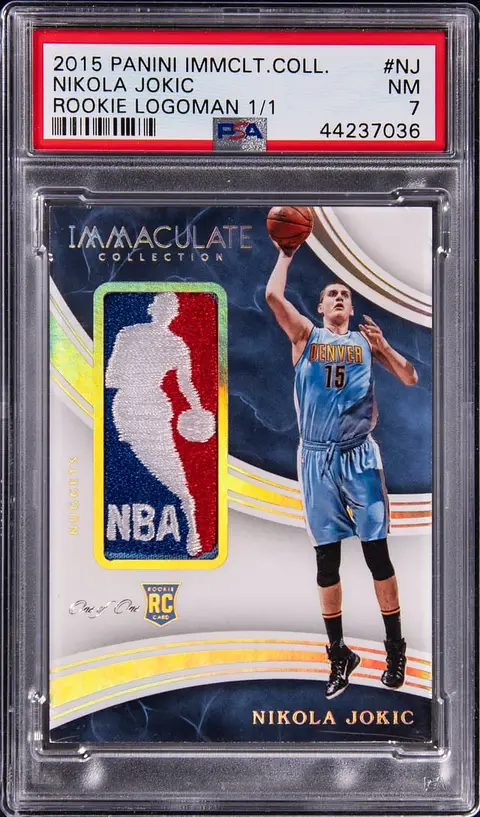 2015-16 Panini Immaculate Collection Rookie Logoman #RL-NJ Nikola Jokic Patch Rookie Card (#1/1) - PSA NM 7