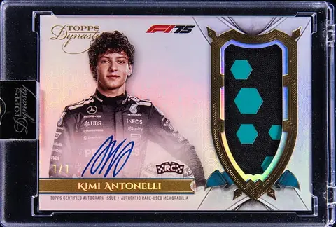 2025 Topps Dynasty F1 Patch Autograph Gold #DAP-AANII Kimi Antonelli Signed Race-Used Patch Rookie Card (#1/1) - Topps Encased