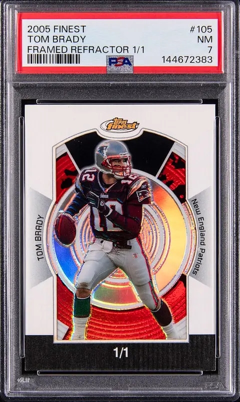 2005 Topps Finest Framed Refractor #105 Tom Brady (#1/1) - PSA NM 7