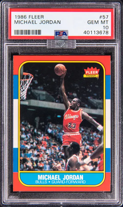 1986-87 Fleer #57 Michael Jordan Rookie Card - PSA GEM MT 10 - MBA Silver Diamond Certified