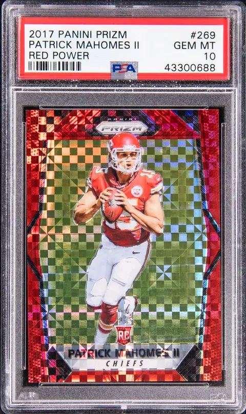 2017 Panini Prizm Red Power Prizm #269 Patrick Mahomes II Rookie Card (#37/49) - PSA GEM MT 10