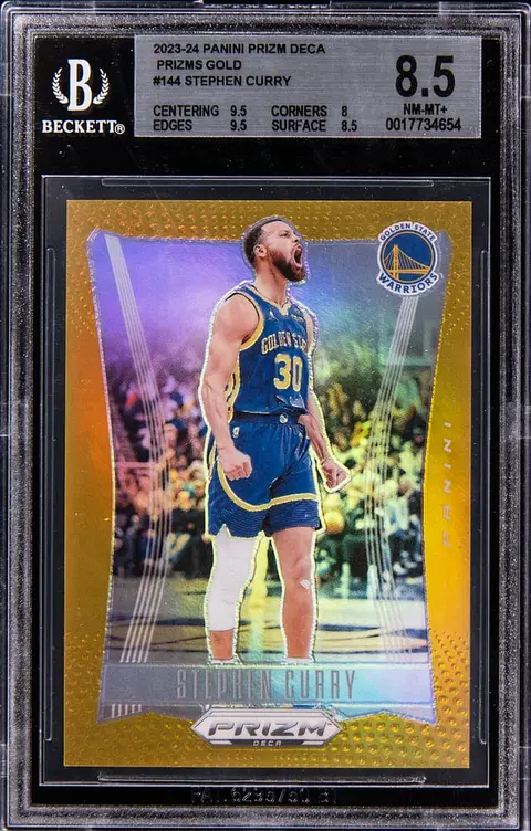 2023-24 Panini Prizm Deca Gold Prizm #144 Stephen Curry (#09/10) - BGS NM-MT+ 8.5