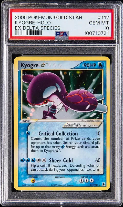 2005 Pokemon EX Delta Species Holo #112 Gold Star Kyogre - PSA GEM MT 10
