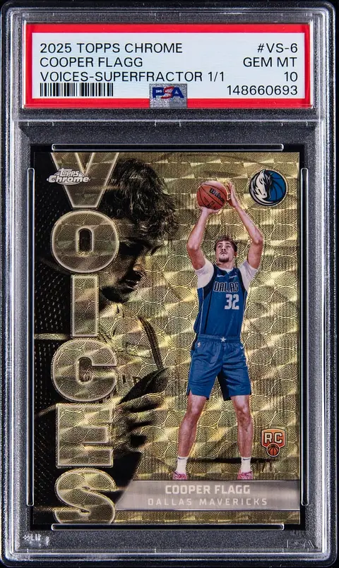 2025-26 Topps Chrome Voices SuperFractor #VS-6 Cooper Flagg Rookie Card (#1/1) - PSA GEM MT 10