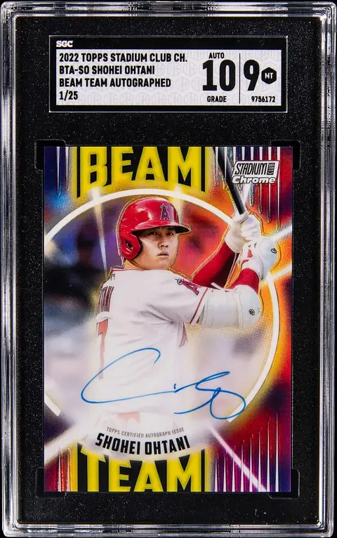 2022 Topps Stadium Club Chrome Beam Team Autographs #BTA-SO Shohei Ohtani Signed Card (#01/25) - SGC MT 9, Auto 10