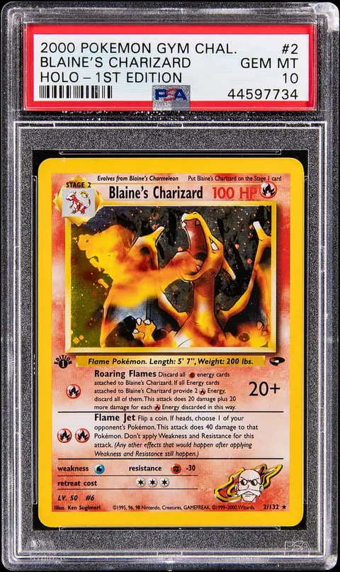 2000 Pokemon Gym Challenge 1st Edition Holo #2 Blaine's Charizard - PSA GEM MT 10
