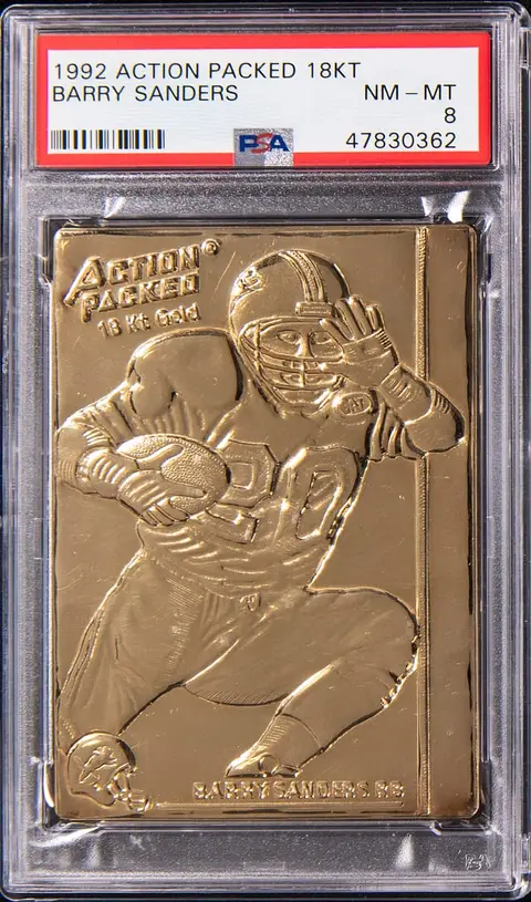 1992 Tiffany & Co./Action Packed 18KT Gold Barry Sanders (#07/23) - With Original Box - PSA NM-MT 8 - Pop 1 (Tiffany & Co. COA)