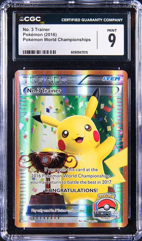 2016 Pokemon World Championships No. 3 Trainer Trophy Pikachu - CGC MINT 9