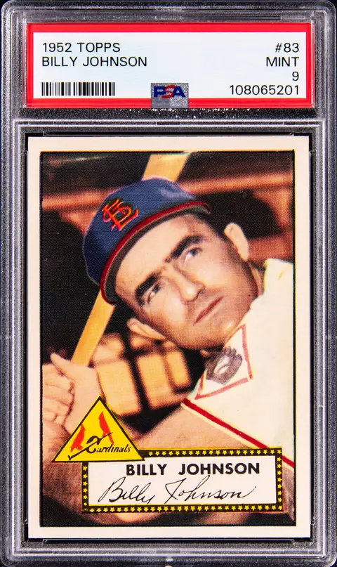 1952 Topps #83 Billy Johnson - PSA MINT 9 - Pop 2; Highest PSA Copy