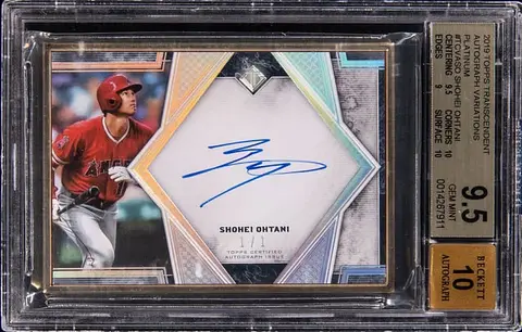 2019 Topps Transcendent Autograph Variations Platinum #TCVA-SO Shohei Ohtani Signed Card (#1/1) - BGS GEM MINT 9.5, Beckett 10