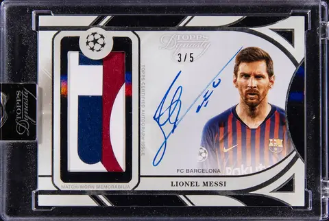 2024-25 Topps Dynasty UCC Autograph Patch Black #APL-LM3 Lionel Messi Signed Patch Card (#3/5) - Topps Encased