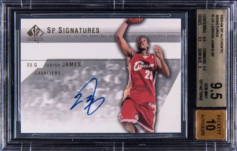 2003-04 Upper Deck SP Authentic Signatures #LJ-A LeBron James Signed Rookie Card - BGS GEM MINT 9.5, Beckett 10