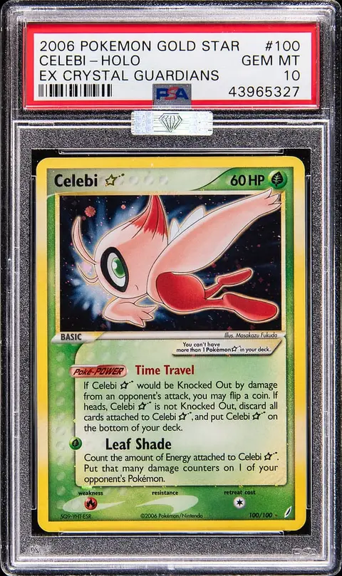 2006 Pokemon EX Crystal Guardians Gold Star Holo #100 Celebi - PSA GEM MT 10 - MBA Silver Diamond Certified