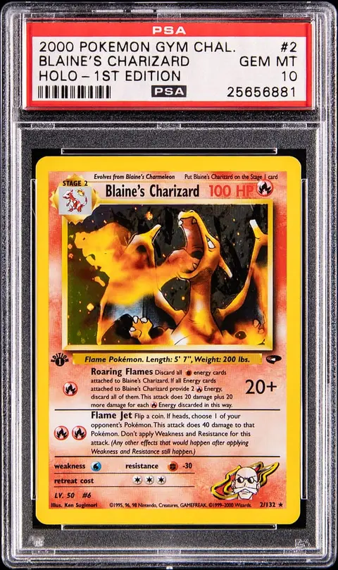 2000 Pokemon Gym Challenge 1st Edition Holo #2 Blaine's Charizard - PSA GEM MT 10