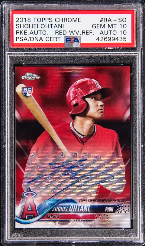 2018 Topps Chrome Rookie Autographs Red Wave Refractor #RA-SO Shohei Ohtani Signed Rookie Card (#1/5) - PSA GEM MT 10, PSA/DNA GEM MT 10 - Pop 1