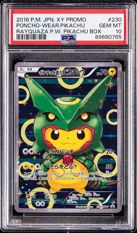 2016 Pokemon Japanese X & Y Promo Rayqyaza Poncho Wearing Pikachu Box #230 Poncho Wearing Pikachu - PSA GEM MT 10