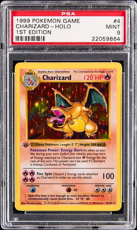 1999 Pokemon Base Set 1st Edition Holo #4 Charizard - PSA MINT 9