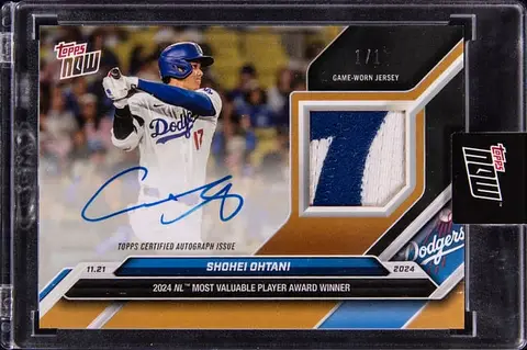 2024 Topps Now Offseason Autograph Relic Gold #OS-6C Shohei Ohtani Signed Patch Card (#1/1) - Topps Encased