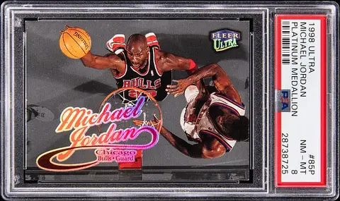 1998-99 Fleer Ultra Platinum Medallion #85P Michael Jordan (#57/99) - PSA NM-MT 8