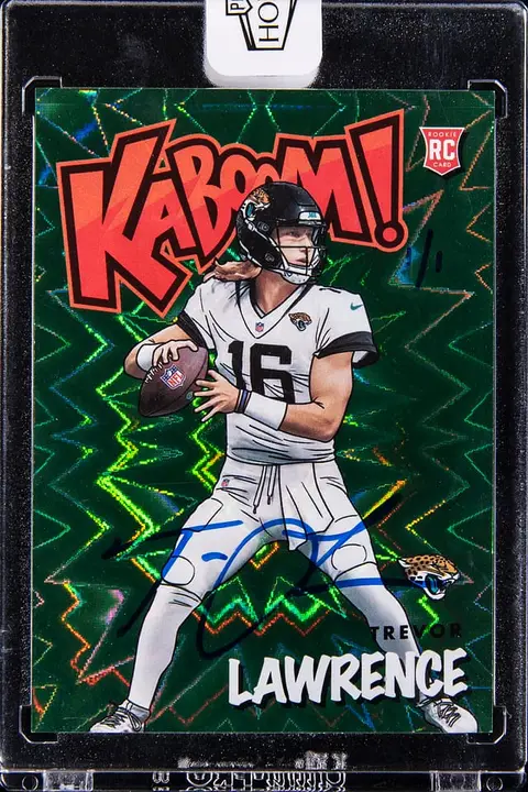 2025 Panini Honors '21 Panini Absolute Kaboom! Green #K41 Trevor Lawrence Signed Rookie Card (#1/1) - Panini Encased
