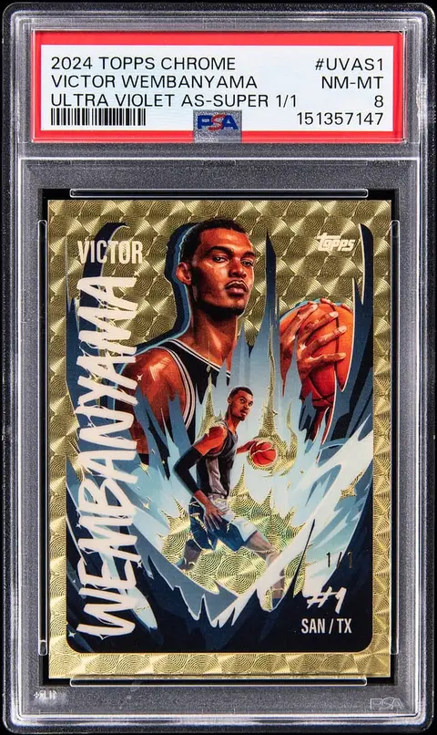 2024-25 Topps Chrome Ultra Violet All-Stars SuperFractor #UVAS-1 Victor Wembanyama (#1/1) - Jersey Number - PSA NM-MT 8