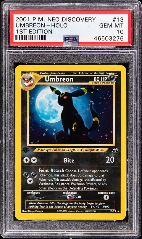 2001 Pokemon Neo Discovery 1st Edition Holo #13 Umbreon - PSA GEM MT 10
