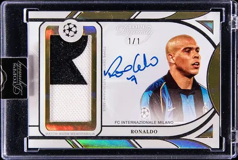2025 Topps Dynasty UCC Autograph Patch Gold #APL-NZ2 Ronaldo Signed Patch Card (#1/1) - Topps Encased