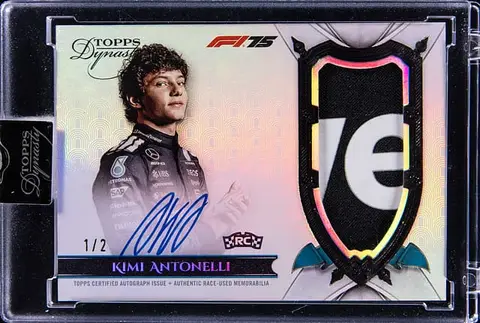 2025 Topps Dynasty F1 Autographed Patch Black #DAP-AANIV Kimi Antonelli Signed Race-Used Patch Rookie Card (#1/2) - Topps Encased