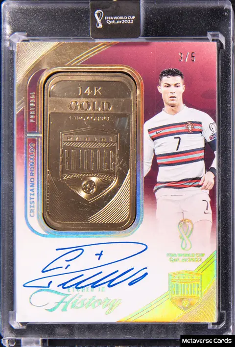 2022 Panini Eminence Etched in History Gold #EH-CR7 Cristiano Ronaldo Signed Relic Card (#3/5) - Panini Encased